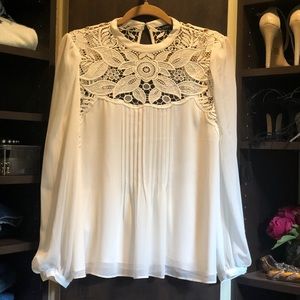 Express lace cream bohemian top